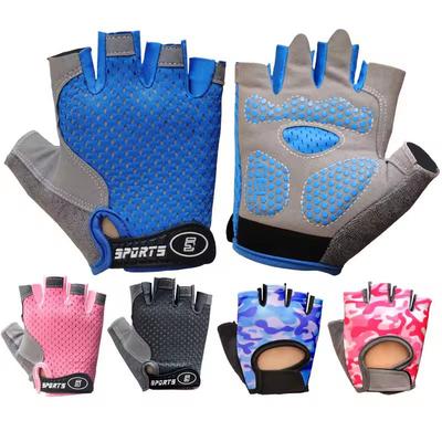 Atmungsaktive Halbfinger-Fahrradhandschuhe für Kinder im Frühling und Sommer, rutschfeste und verschleißfeste Schutzhandschuhe für Outdoor-Sportarten