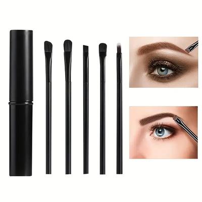 Kosmetikpinsel-Set, 5-teilig, tragbar, Mini-Reisepinsel-Set für Augen-Make-up, Lidschattenpinsel, Eyelinerpinsel, Augenbrauenpinsel, Lippenpinsel