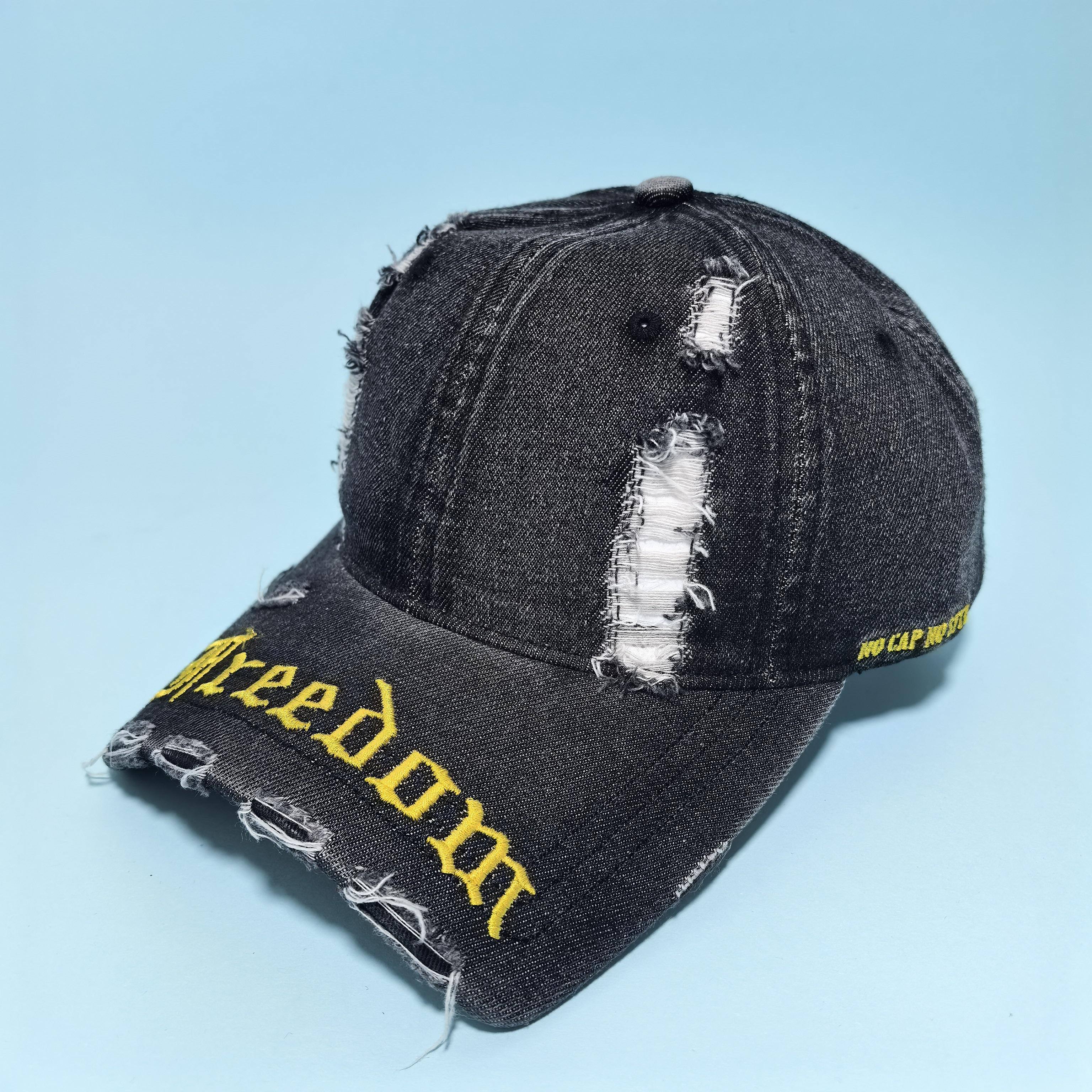 YIRAN Dayang hat Nieuwe Vintage Verweerde  Freedom  Geborduurde Baseballpet Voor Mannen Vrouwen Gewassen Katoen Verstelbaar Streetwear Papa Hoed Adjustable