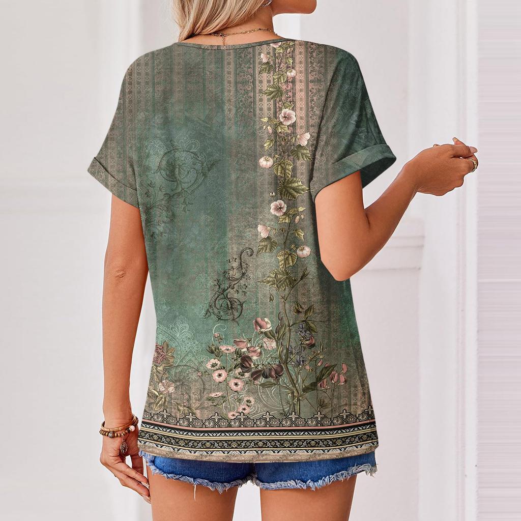 Womens Summer Tops  Short Sleeve V Neck Shirts Casual Dressy  Summer Blouses Tunic Top