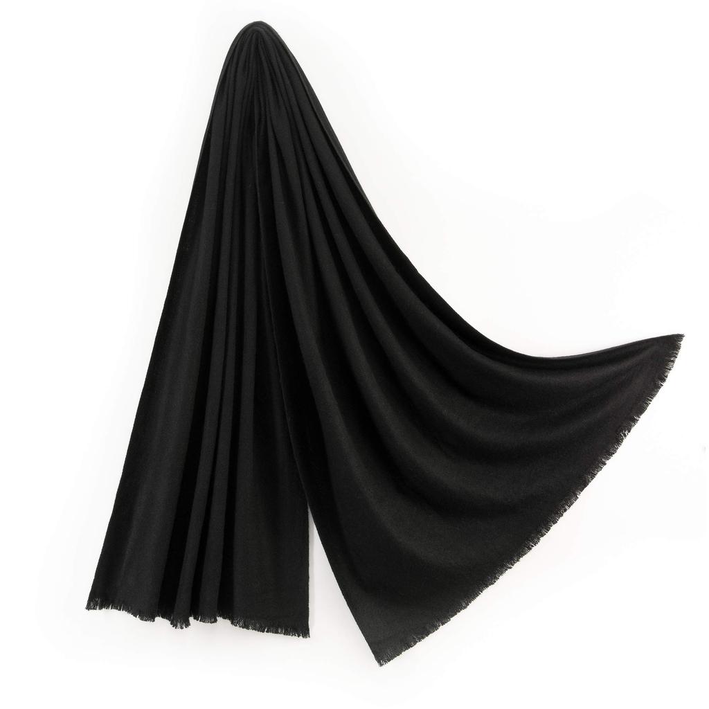 Cashmere Thick Large Stole in Gift 70x200cm [Pashmina Collection] 100% Box, Black,