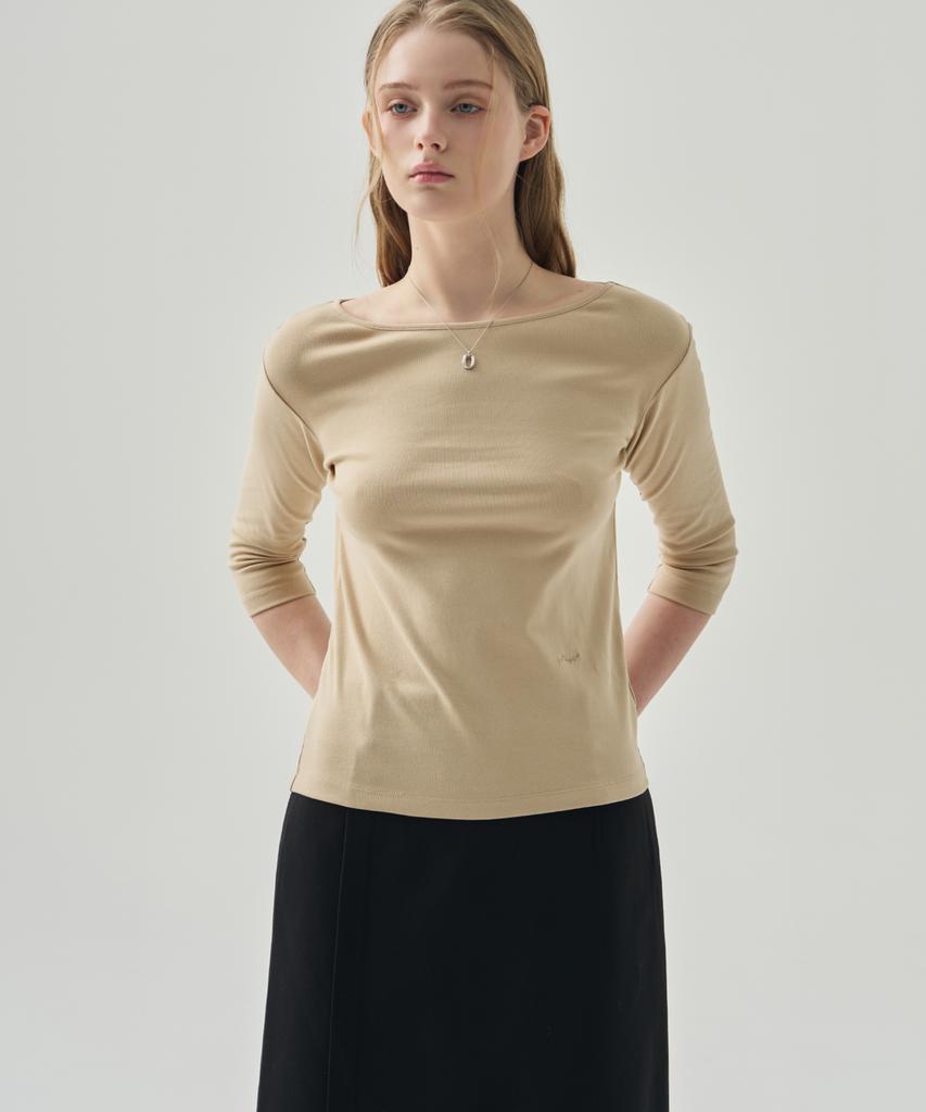 Deuloupisumeon Soft Basic Boat Neck T-Shirt [Lilac]