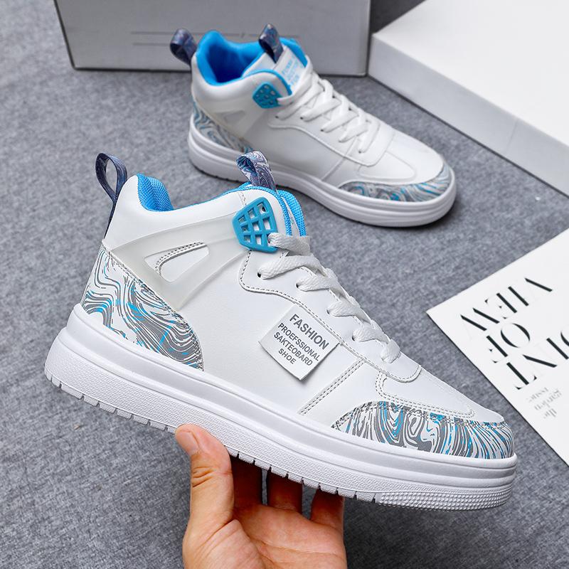 Casual High Top Small White Shoes Men's and Women's Thick Sole Elevating Sports Shoes Skates Comfortable Deodorant Sports Shoes