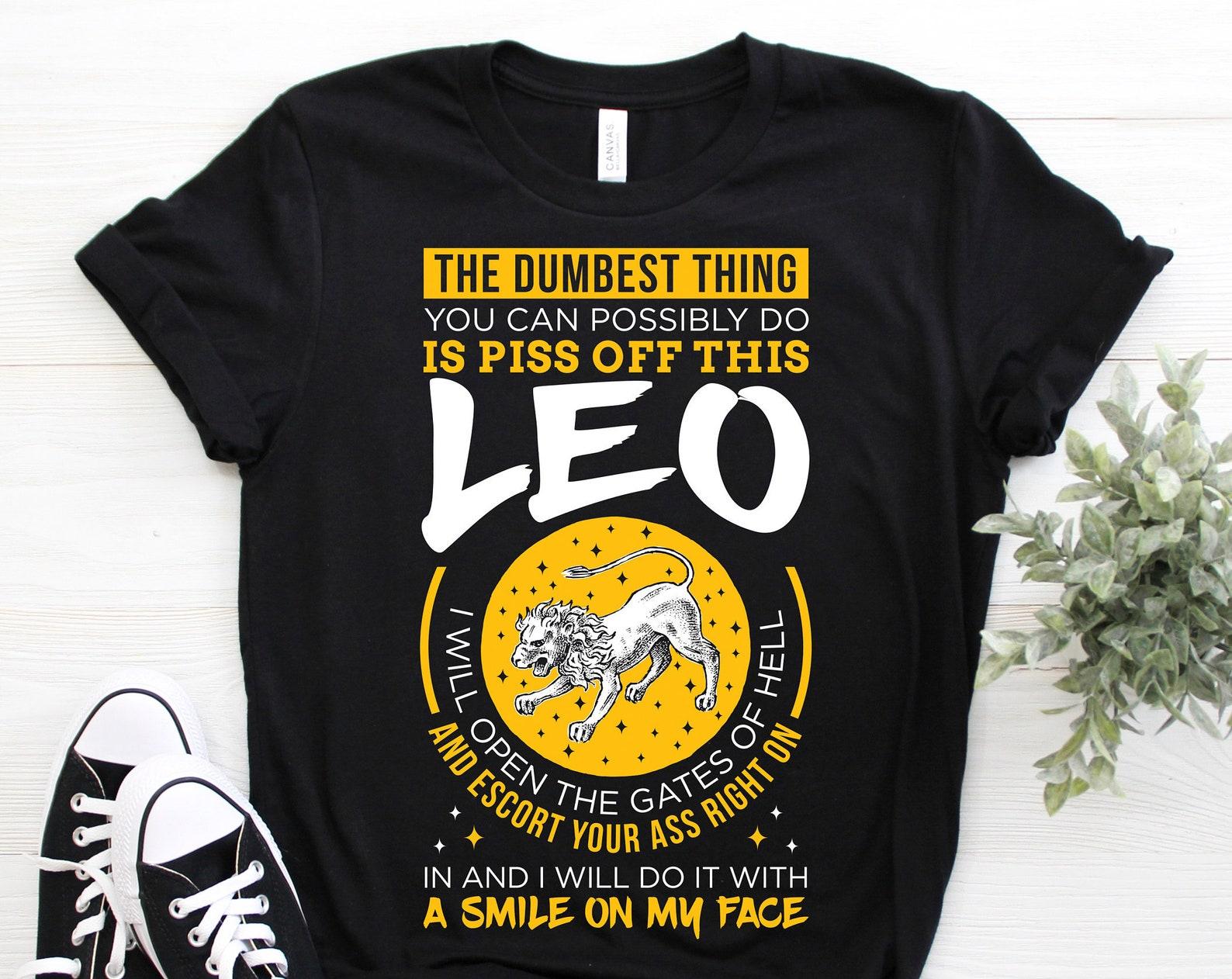 Leo Lion Horoscope Zodiac Astrological Sign T-Shirt, Born On July 23 - August 22 Gifts, Leo Birthday Cool TShirt, Christmas Present Tees, 100