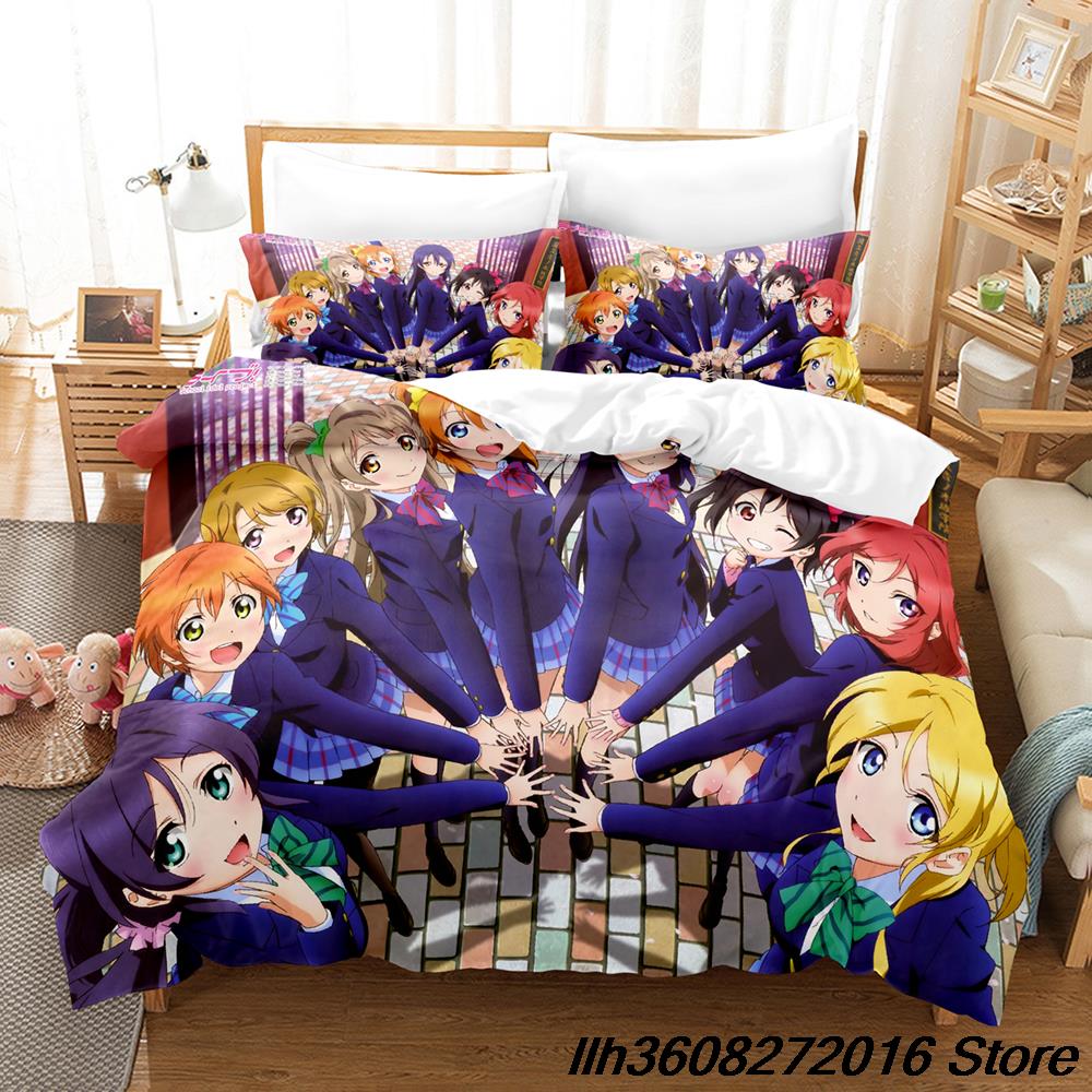 New New Kawai Love Live! Beding Set Carton Anime thre-piece set Adult People Kid Bedrom with Soft Fabric Duvetcover Sets Kawai colcha de verano c