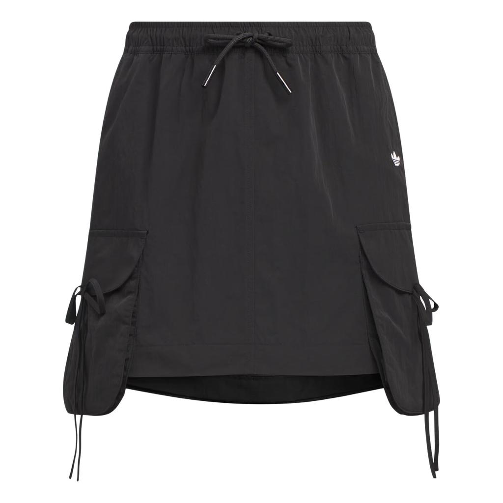 Adidas Originals Cargo Fashion Simple Loose Lace-Up Multi-Pocket Work Skirt Women Skirts Black KB8962