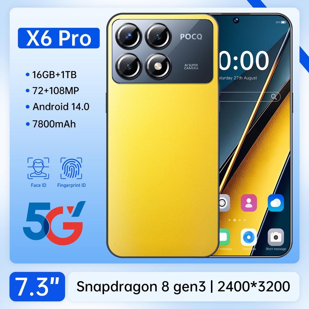 X6 Pro 6.6-inch Android Smartphone - 2GB RAM + 16GB ROM, Full Netcom, Stylish AI Camera Design