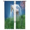 White Unicorn In The Field Sheer Window Curtains For Living Room Bedroom Modern Voile Tulle Curtains Fabric Drapes For Kitchen