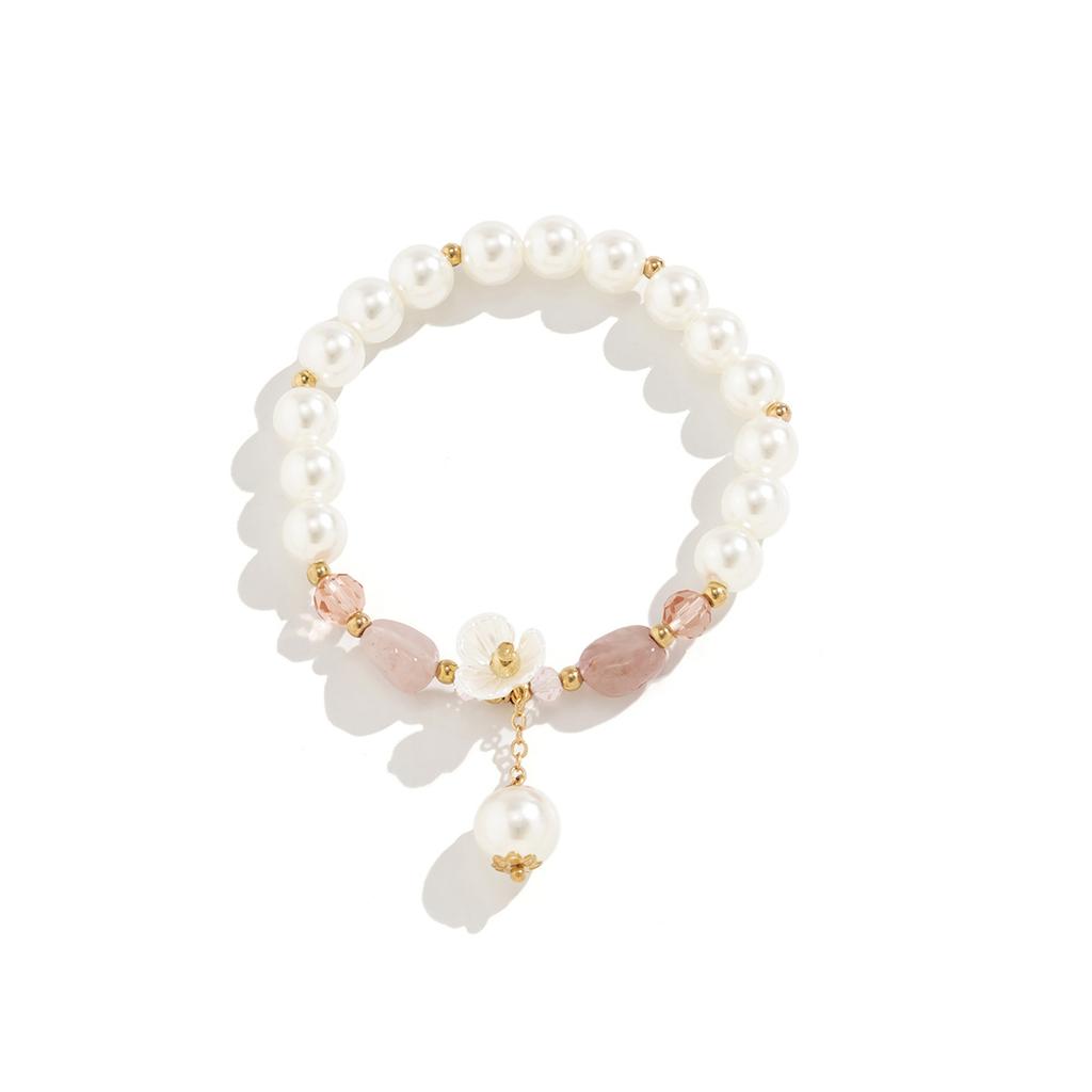 Accessories, Simple Imitation Crystal Elastic Micro-setting, French Pastoral Beaded Butterfly Turquoise Bracelet