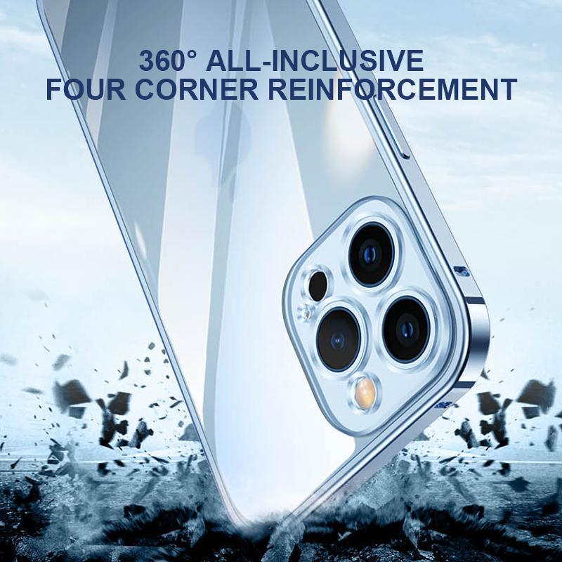 Transparent Magnetic Phone Case for iPhone 13 Pro Max 13 Pro Wireless Charging Cover For iPhone 12 12 Pro Max Magnet Aluminum Alloy Frame Case