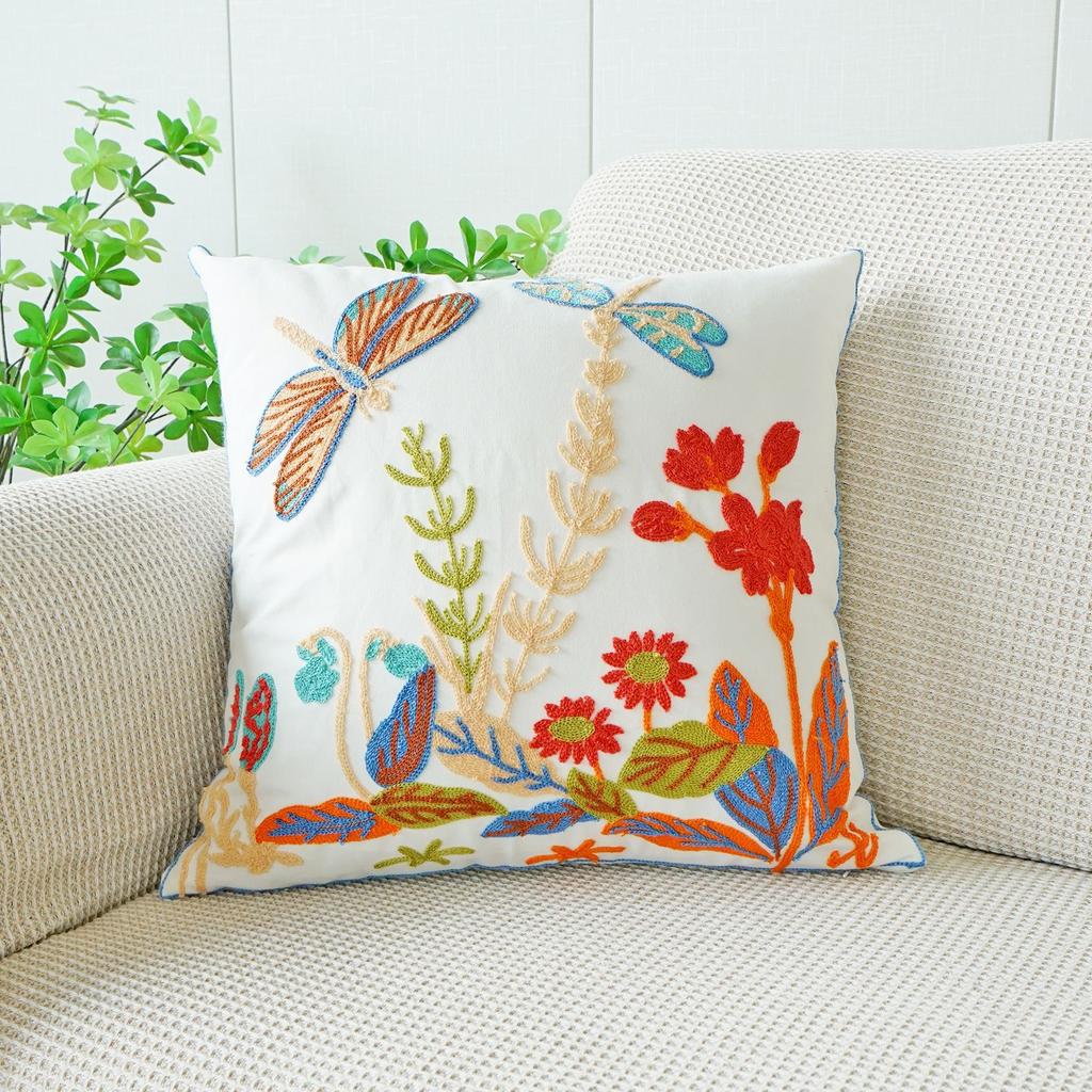 45x45cm Pastoral Flower Embroidered Pillowcase Plant Towel Embroidery Throw Pillow Cushion Cover Decoration Home Sofa Cojines