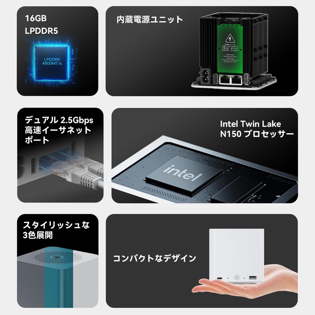 Beelink ME Mini Intel N150 16G 1TB 6 x NVMe Dual WiFi Bluetooth Mini Desktop Attached Storage PC, NAS, LPDDR5, M.2 SSD, M.2 Slots, 2.5GHz LAN, 6, 5.2,