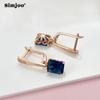 SIMJOO Stylish Wide-sided Blue Zircon Earrings with Diamond Stud Earrings