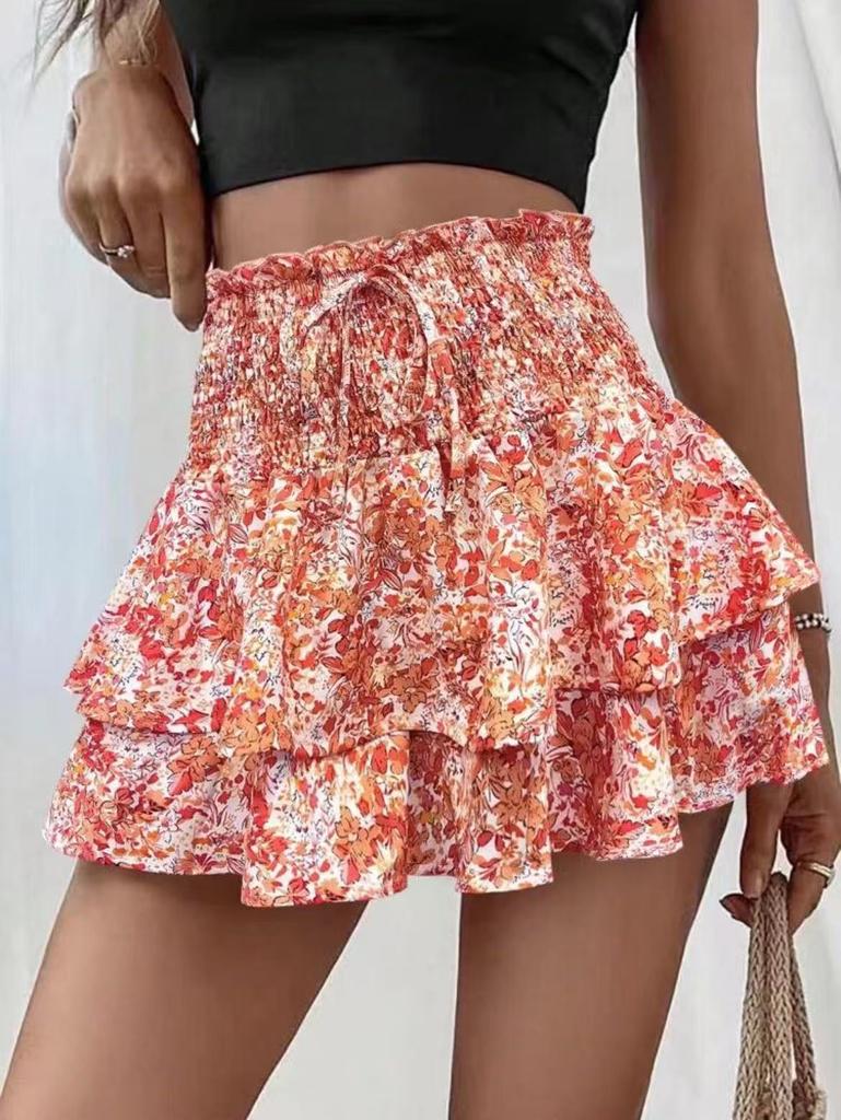 Ladies summer hot sale new fashion printed wide-leg shorts loose versatile casual pants