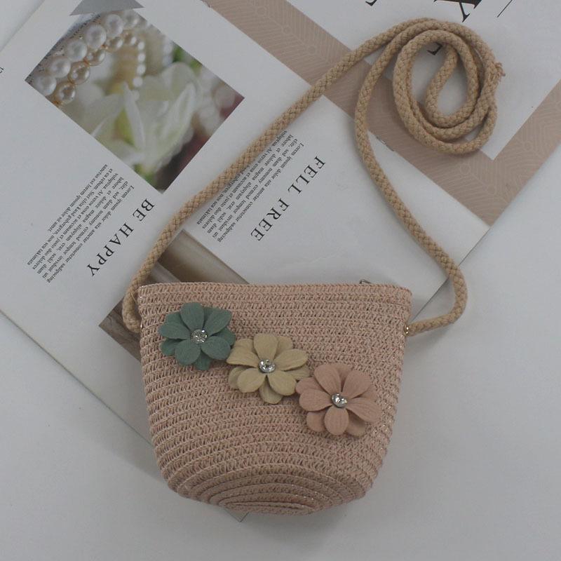 2025 Cute Summer Kids' Mini Woven Wheat Straw Crossbody Beach Bag
