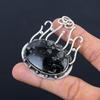 925 Silver Root Chakra Natural Black Fossil Coral Wife Artisan Pendant Jewelry