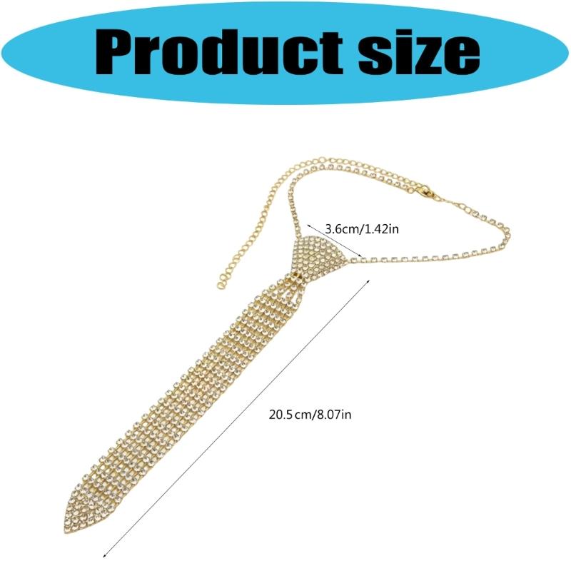 Stylish Rhinestones Tie Long Necklace Fashion Accessory For Parties Weddings And Formal Occasion Dressingup Neckpiece