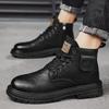 Men's Winter British-Style Velvet High-Top Retro Work Boots – Youth Casual Fashion Lace-Up Martin Boots