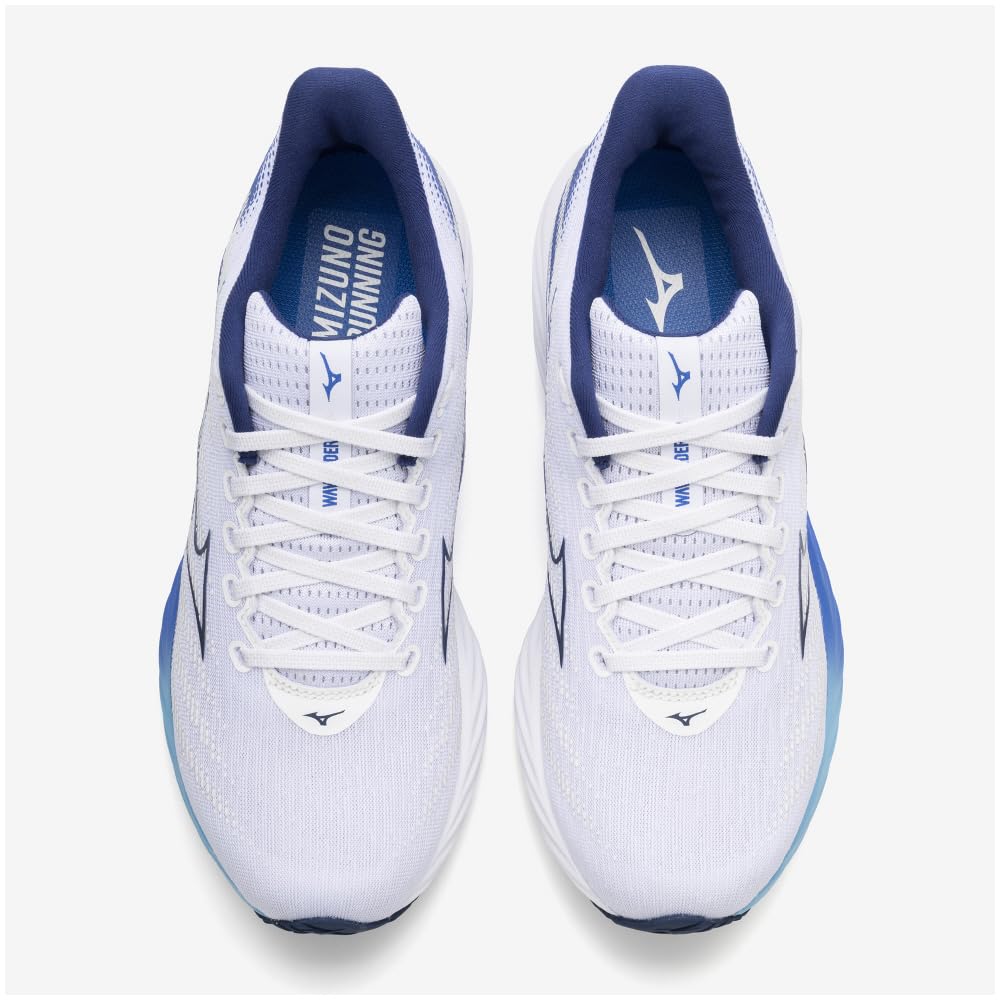 Mizuno Wave Rider 28 Running Thick White x Navy x 2E Shoes, Jogging, Marathon, Training, Sports, Lightweight, Resilient, Sole, Men's, Blue, 26.0 cm,
