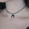 Gothic Minimalism Black Crescent Moon Witchcraft Pendant Black Rope Necklace for Women Halloween Party Jewelry Accessories Gifts