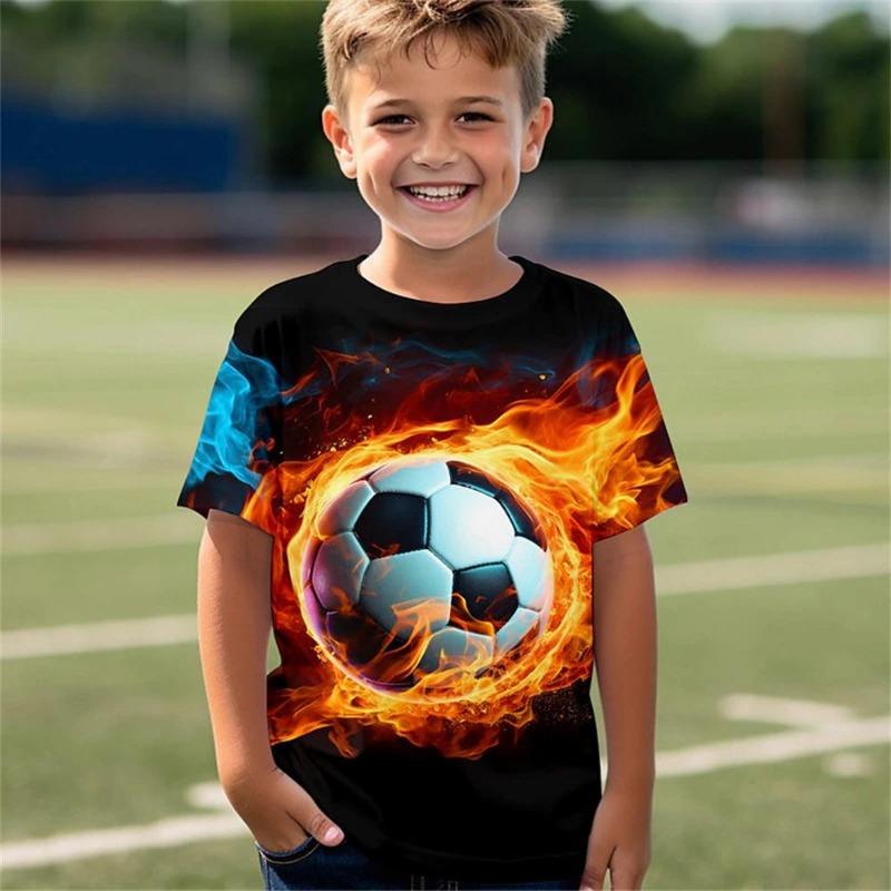 Kids Adult Football Pattern 3D Printed T-shirt Summer Women's and Men's Casual Outdoor Girl and Boy Short Sleeve Tees Top Clothing