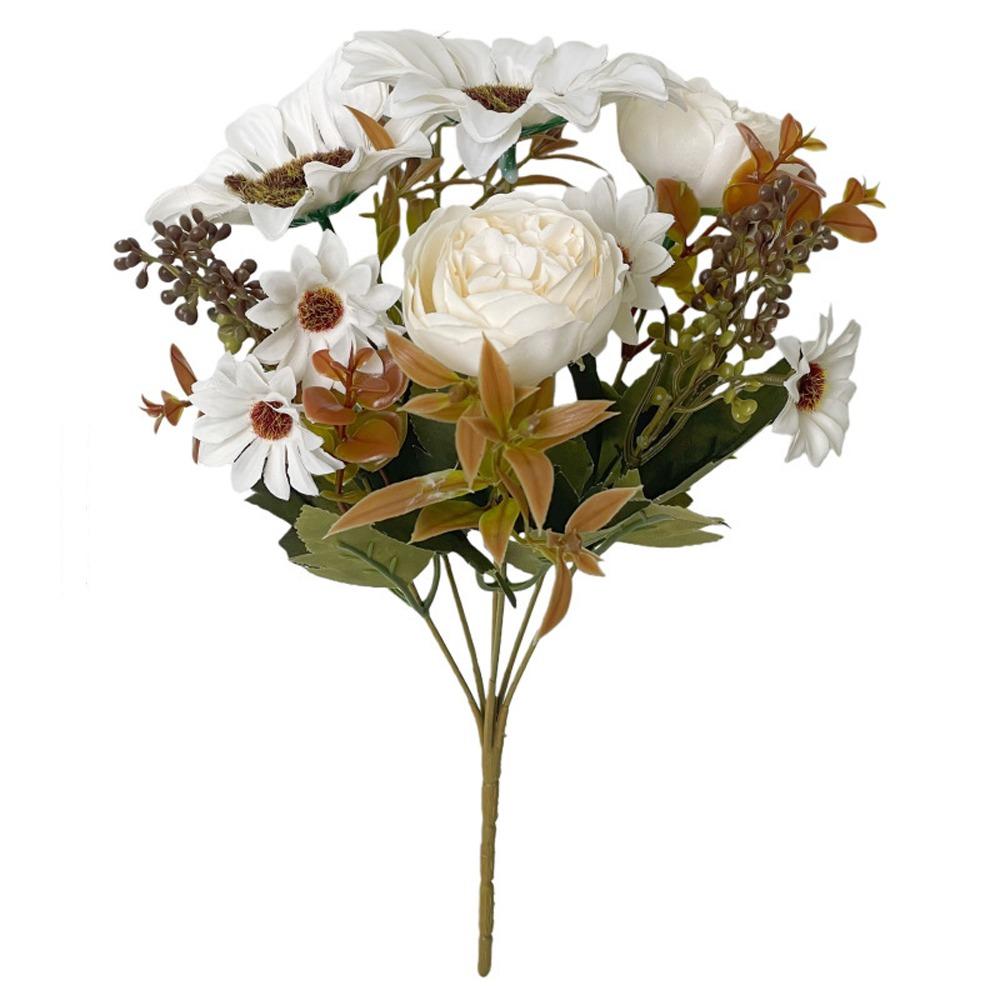 Rustic Fall Autumn Sunflower Peony Bouquet UV Resistant Silk Fake Peony Flowers Living Room Decor