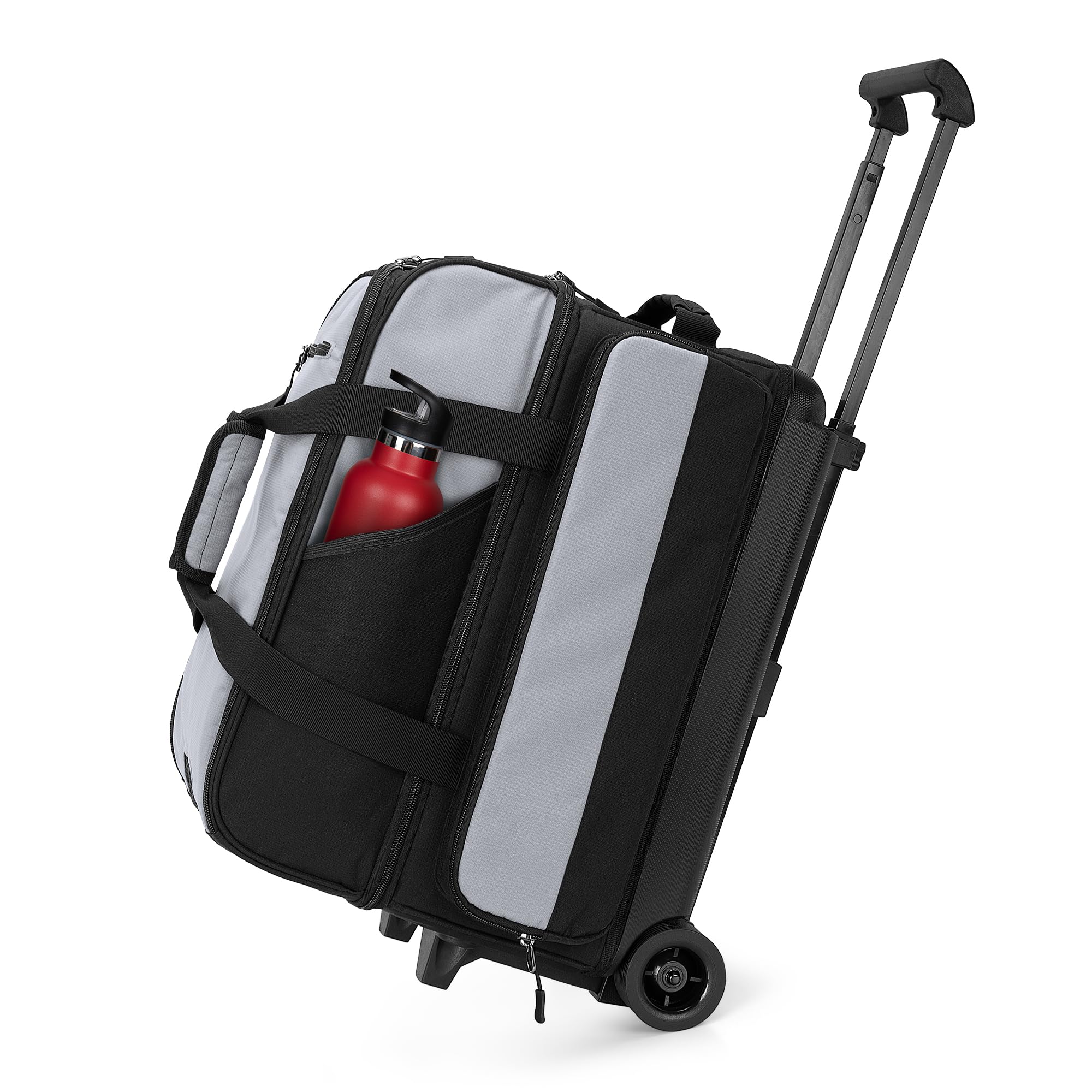 

Сумка для боулінгу GOBUROS з колесами, сумка для перенесення для 2 осіб, сумка для боулінг-візка, сумка для боулінгу з місцем для зберігання взуття чорний