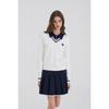 Goxo V Neck Color Knit White Smile Heart