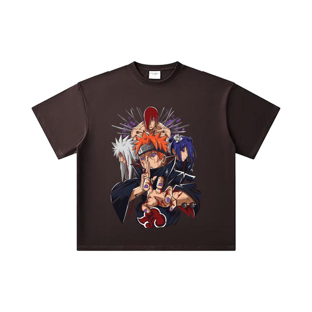 260 GSM Double Yarn 32 Count 100% Cotton Naruto V10 Pain Print Unisex Heavy Cotton T Shirt