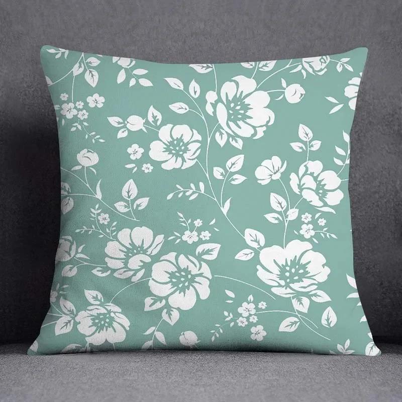 Office Living Room Home Pillowcase Geometric Dark Green Leaf Pillowcase Car Ornaments