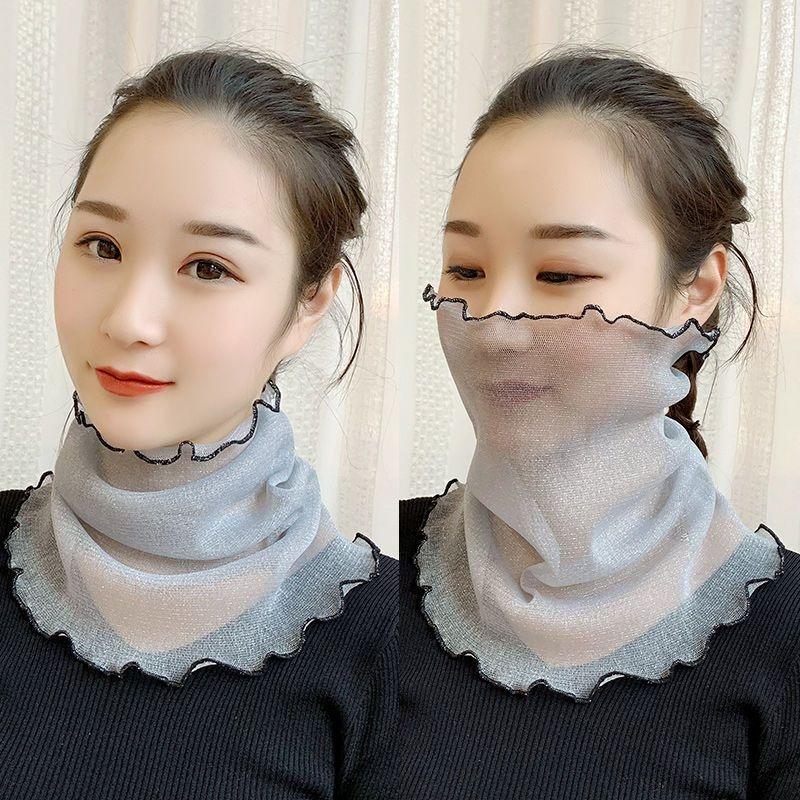 Kvinner Solkrem Skjerf Halsmaske Sommer UV-beskyttelse Pustende tynn maske Utendørs silkeskjerf