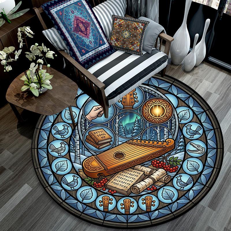 Music Nature Harmony Round Area Rug Under Office Chairs Bedroom Living Room Home Decor 80cm x 80cm