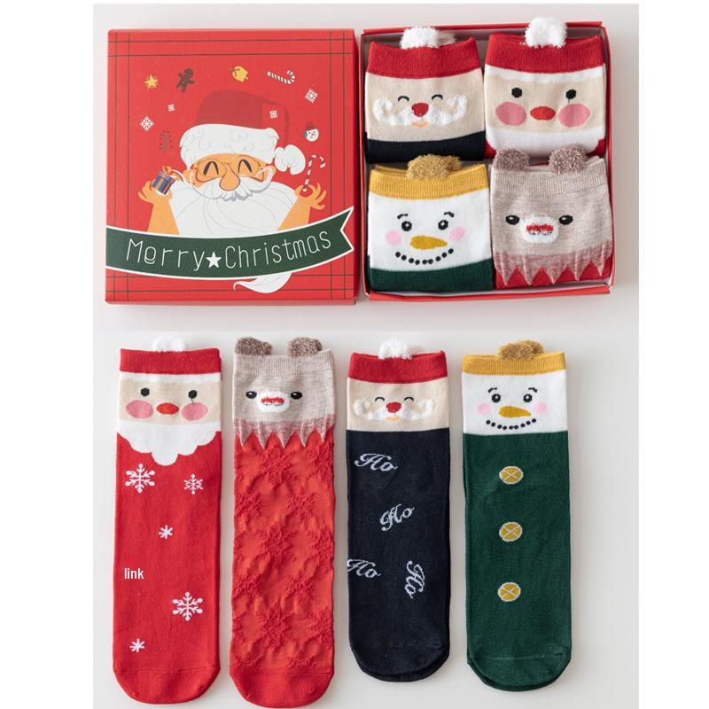 3D Cartoon Christmas Stocking Gift Set: Cute Mid-tube Women’s Socks for Autumn & Winter