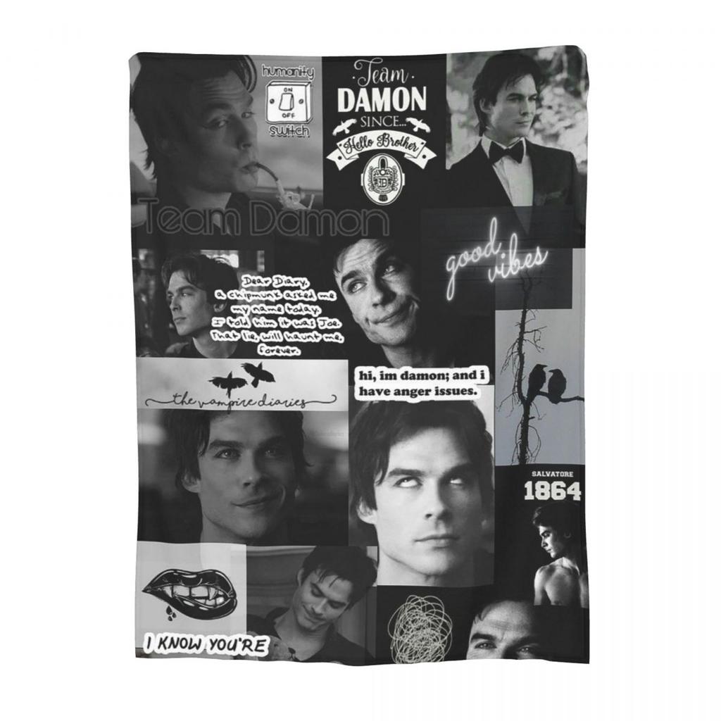 Damon Salvatore The Vampire Diaries Blankets Soft Warm Flannel Throw Blanket Bedspread for Living room Picnic Travel Home Couch