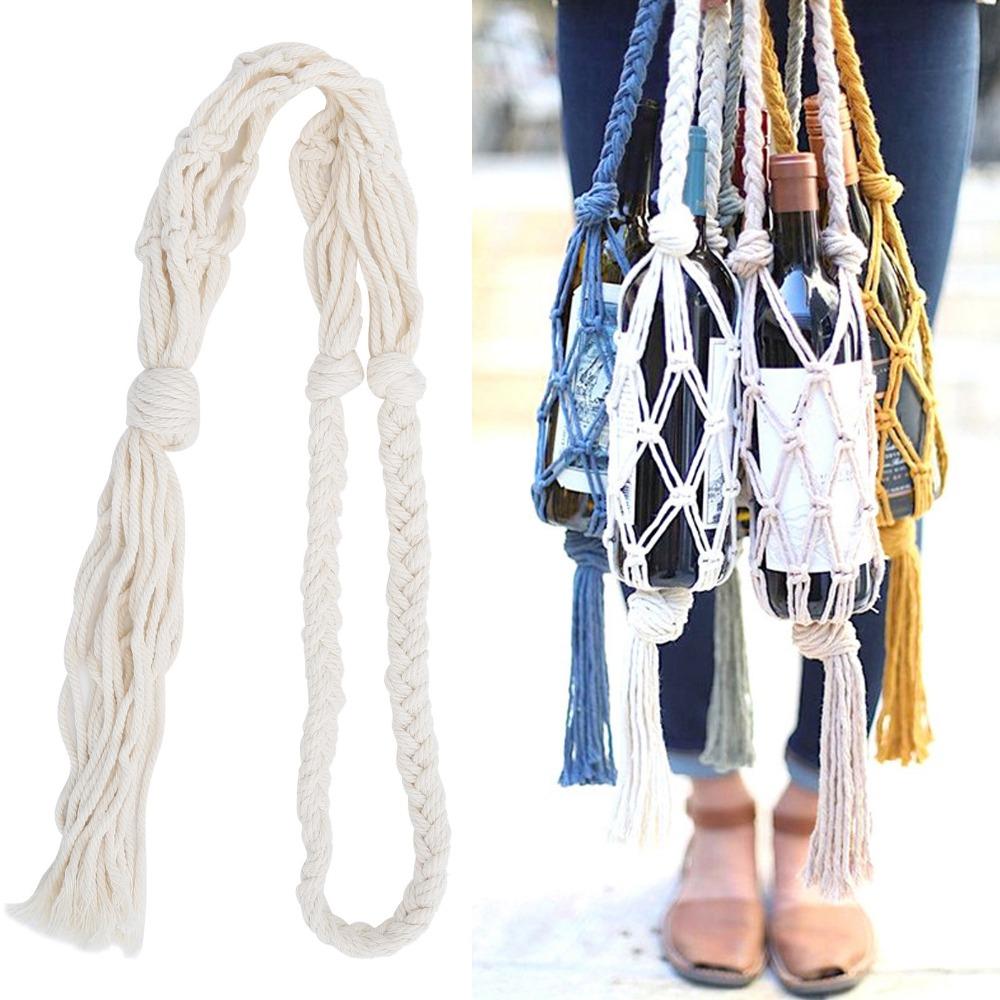 Bohemian Stijl Fles Opbergtas Katoon Touw Waterfles Drager Wandelactiviteit