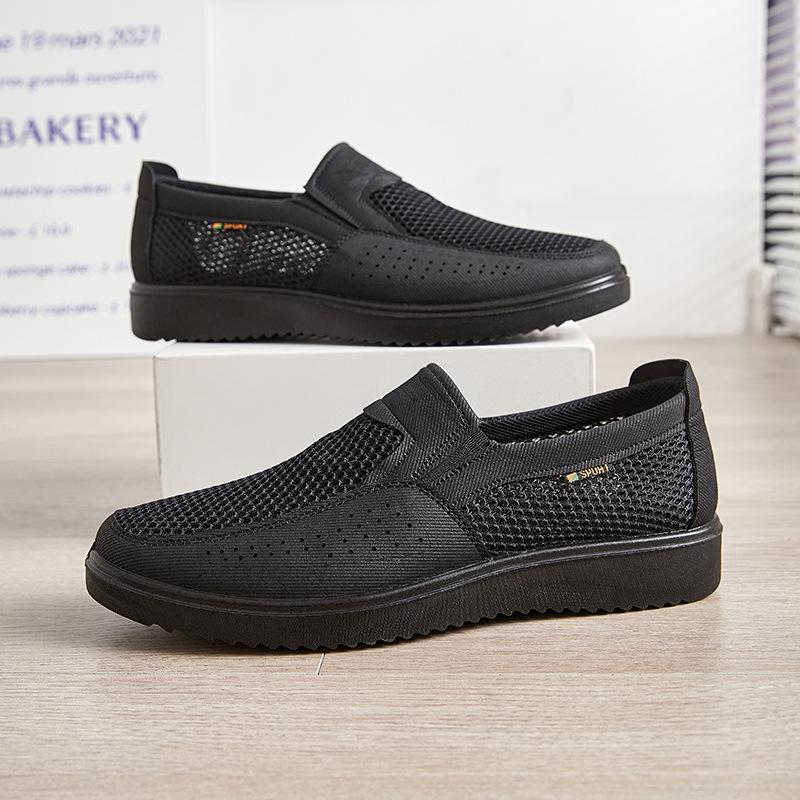 Men's Breathable Mesh Slip-On Shoes, Spring-Summer, Casual Plus Size