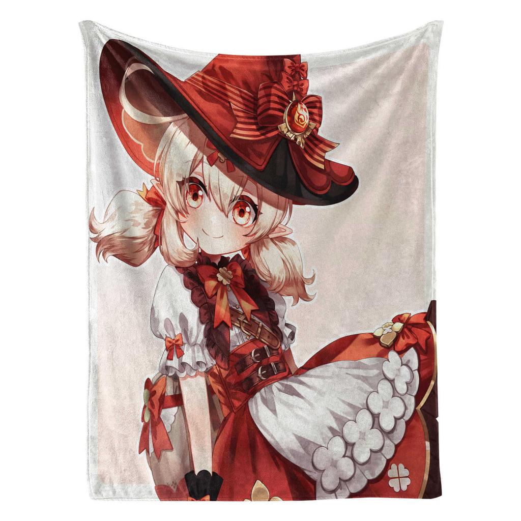 Genshin Impact Klee Cartoon Cute Blanket Cover Warm Soft Anime Flannel Knee Lanket Multifunctional Decoration Universal Blankets