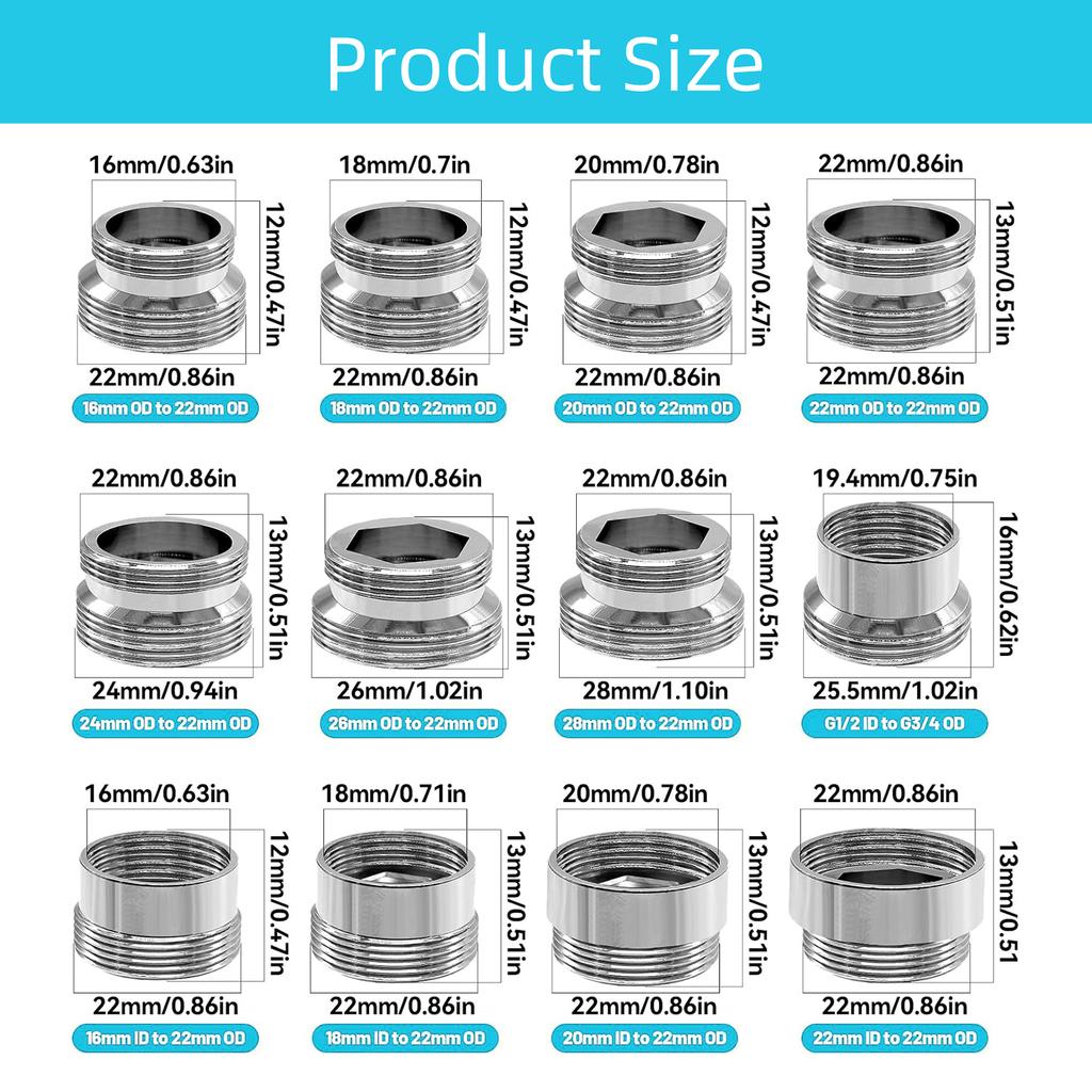 Stainless Steel Faucet Adapter Set Shower Head Connector Set Simple Installation for Home Bathroom Shower Installation
