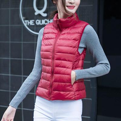 Colete Leve de Penas Feminino Colete Feminino Plus Size Slim Fit Curto Outono/Inverno Chegada Colete Mini Portátil