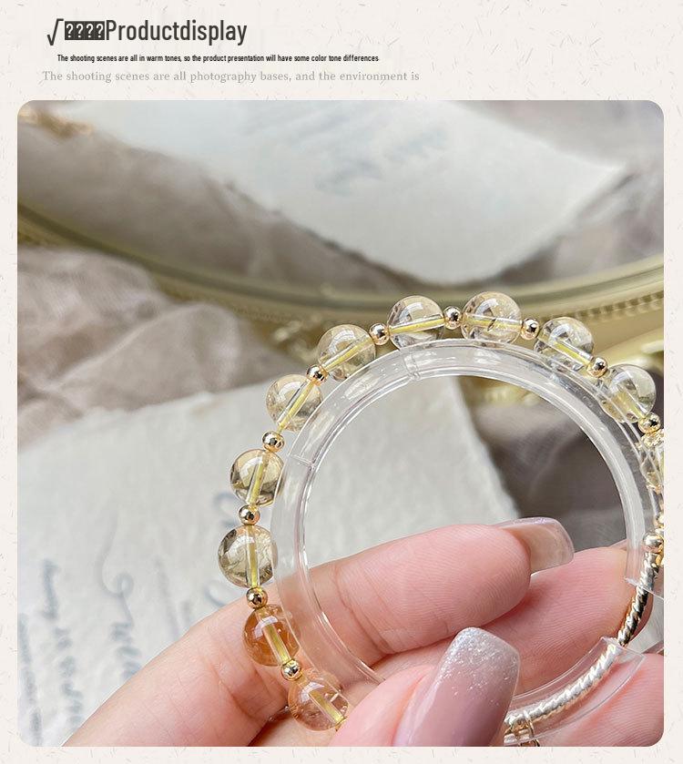 Qiaoen Natural Crystal Beaded Citrine Daisy Bracelet
