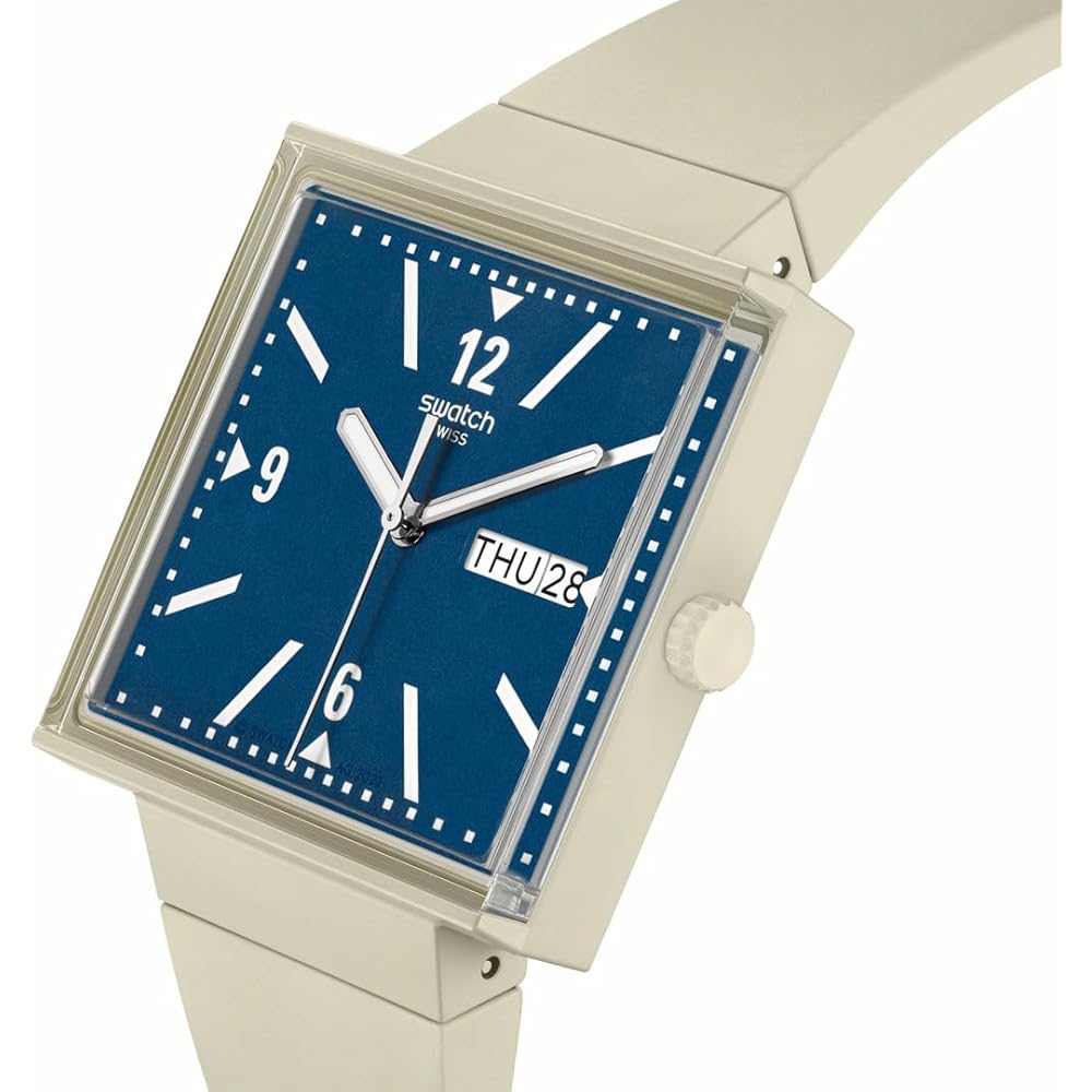 Swatch What If Beige Watch SO34T700 Casual Design Water Resistant Fashion Timepiece