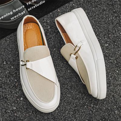 Mode Frühling Herbst Minimalistische Weiße Herren Loafer Dicke Sohle Massage Sohle Herren Business Arbeitsschuhe Rutschfest Pendeln Fahrschuhe