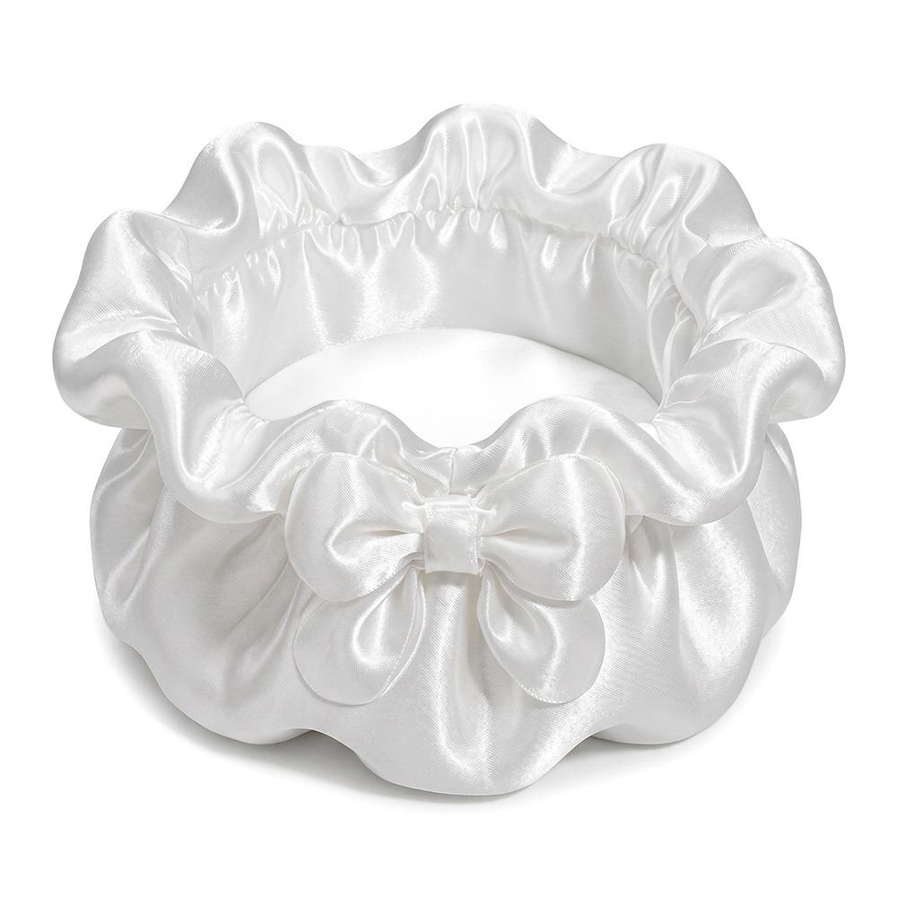 

Satin Ruffled Petal Bow Storage Box Multi-Function Desktop Storage Box Vanity Table белый