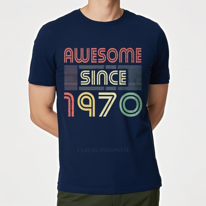 

men brand tshirt Oversized summer Unisex tshirt Awesome Since 1970 Retro Design Short Sleeve Comfortable Crew Neck Teeshirt 3XL
