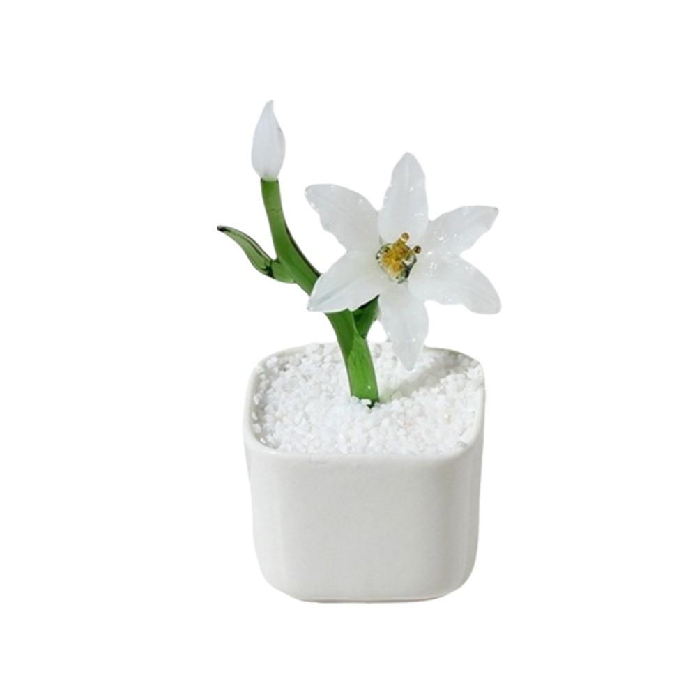 With Flowerpot Glass Flower Bouquet Mini Glass Flower Decor  Wedding Decoration