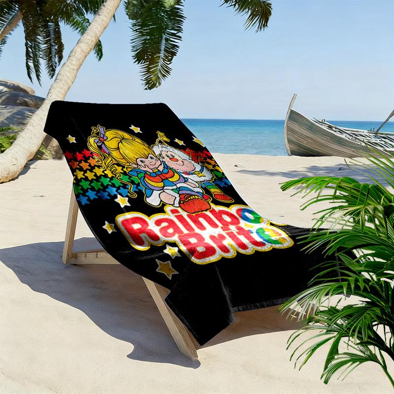 Rainbow Brite Cartoon Print Beach Towel, Large Soft Quick Dry Towel for Beach Camping Swimming