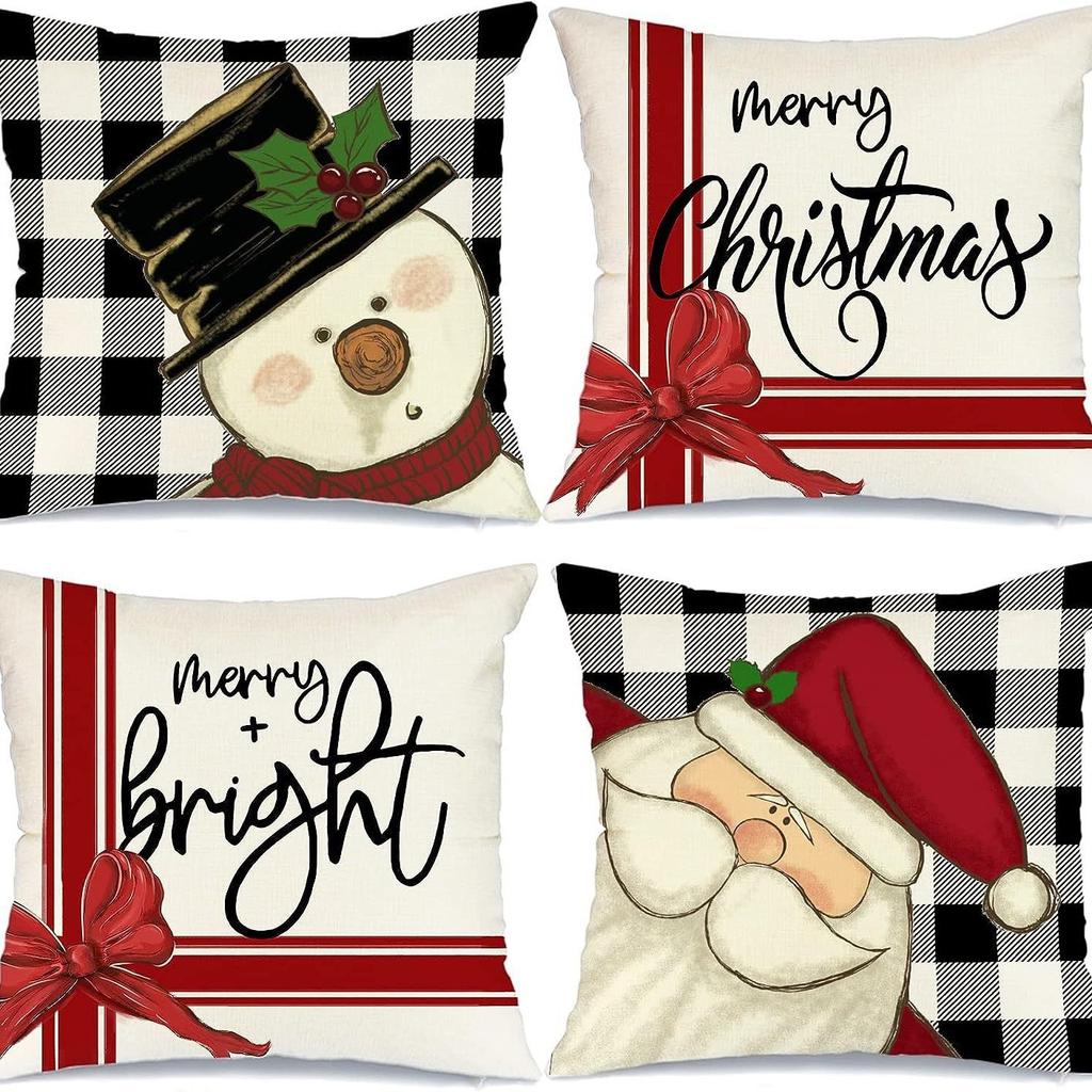 Nowa poszewka na poduszkę świąteczną Lniana Drukowana Amerykańska Poszewka na poduszkę na sofę Poszewka na poduszkę
