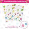 2 Pack Easter Tablecloth - Colorful Easter Eggs Table Cloth, Plastic Disposable Rectangle Spring Easters Egg Table Cover for Easters Tables