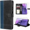 Case + 2 Tempered Glasses - E.F.Connection - Redmi Note 13 Pro+ 5G - Two-Tone PU Leather - Navy Blue - Adjustable Stand