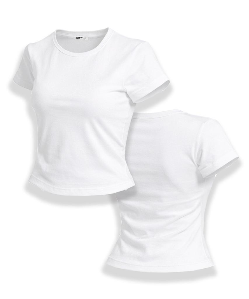 COMME LE PLUS Simple Basique Slimline T-shirt à Manches Courtes en Spandex_Blanc